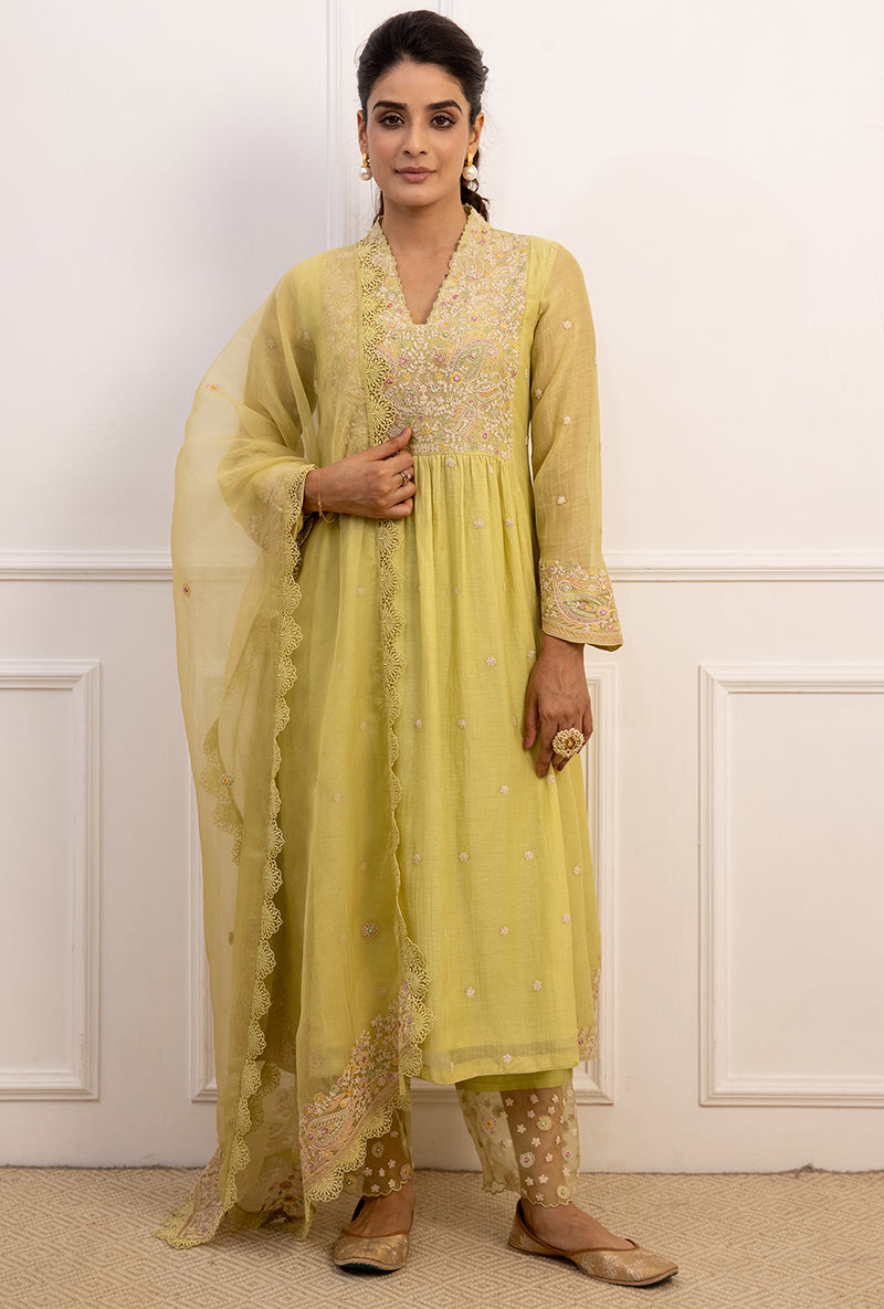 Mint Green Dori Paisley Aafreen Kurta Set