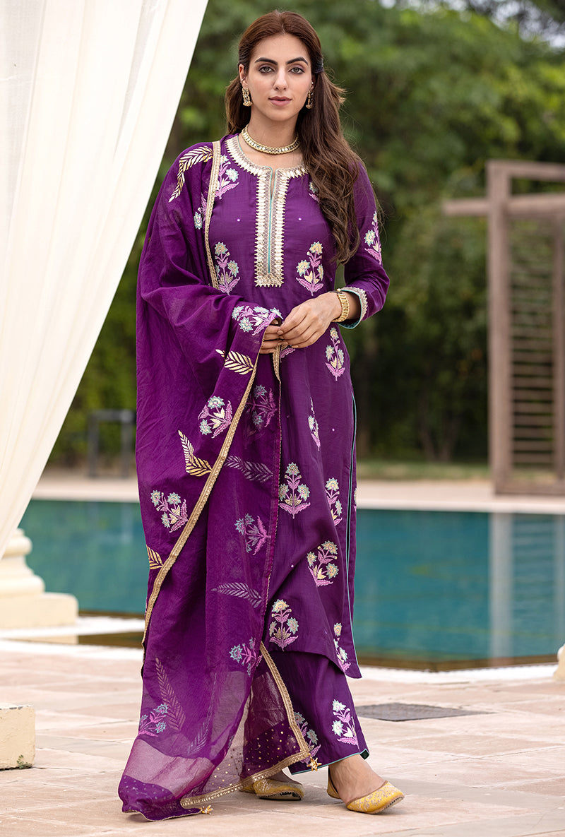 Purple Classic Haseena Kurta Set