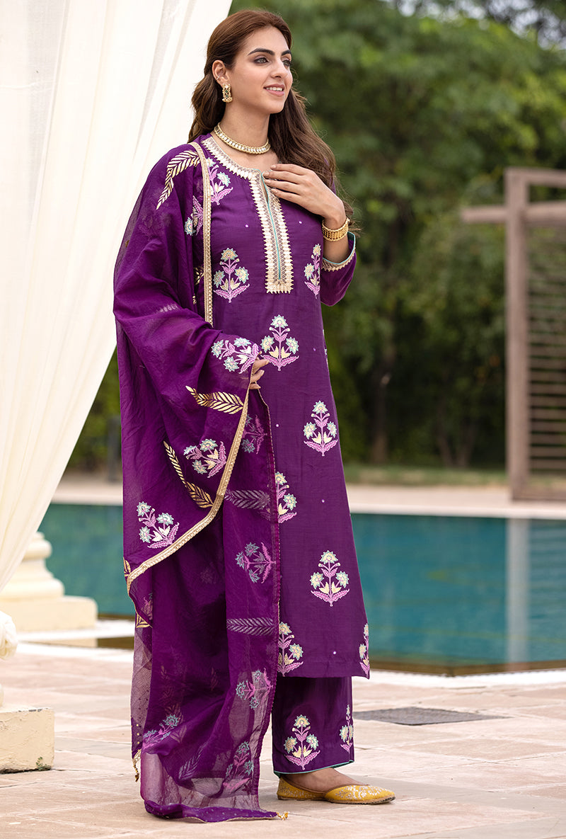Purple Classic Haseena Kurta Set