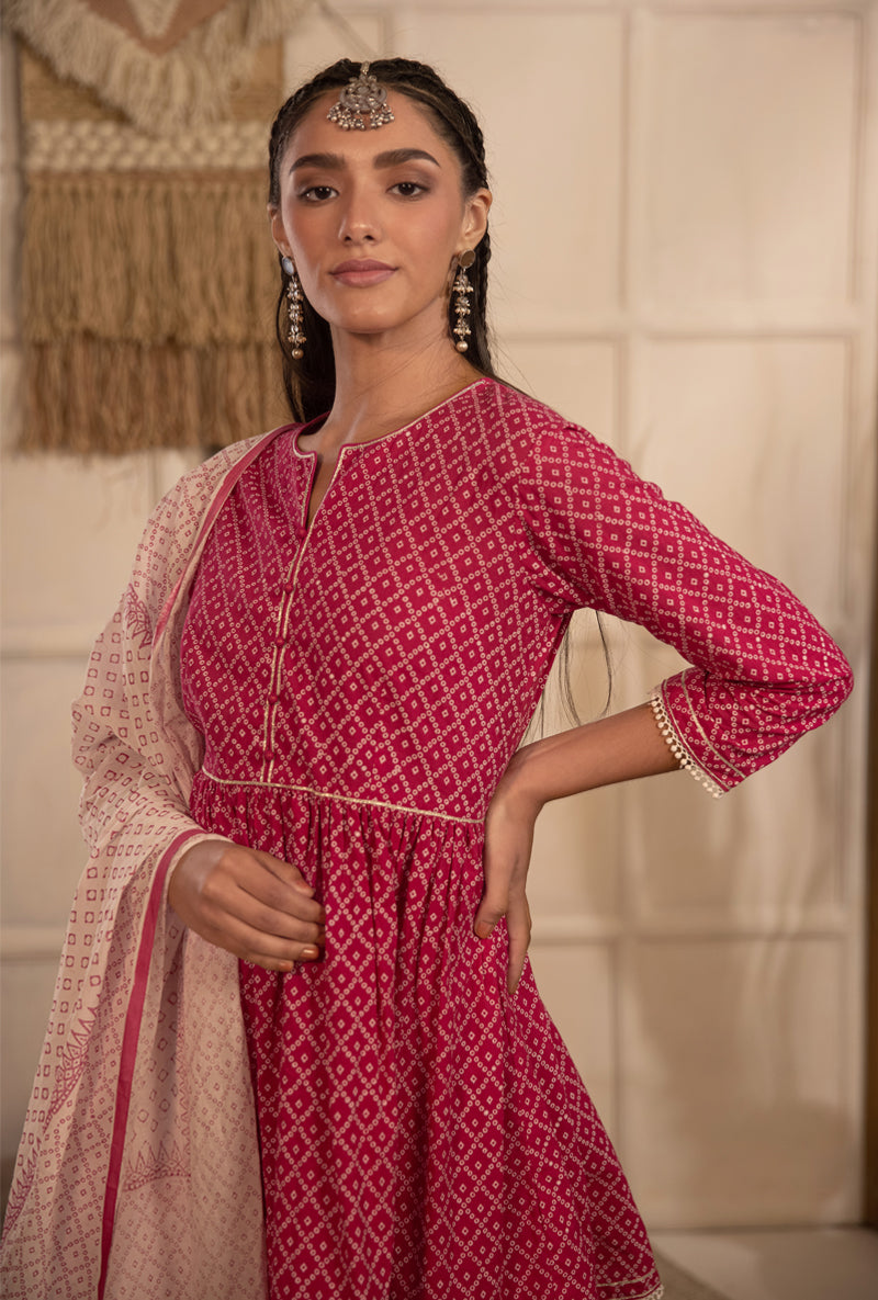 Rani Pink Bandhej Gharara Set