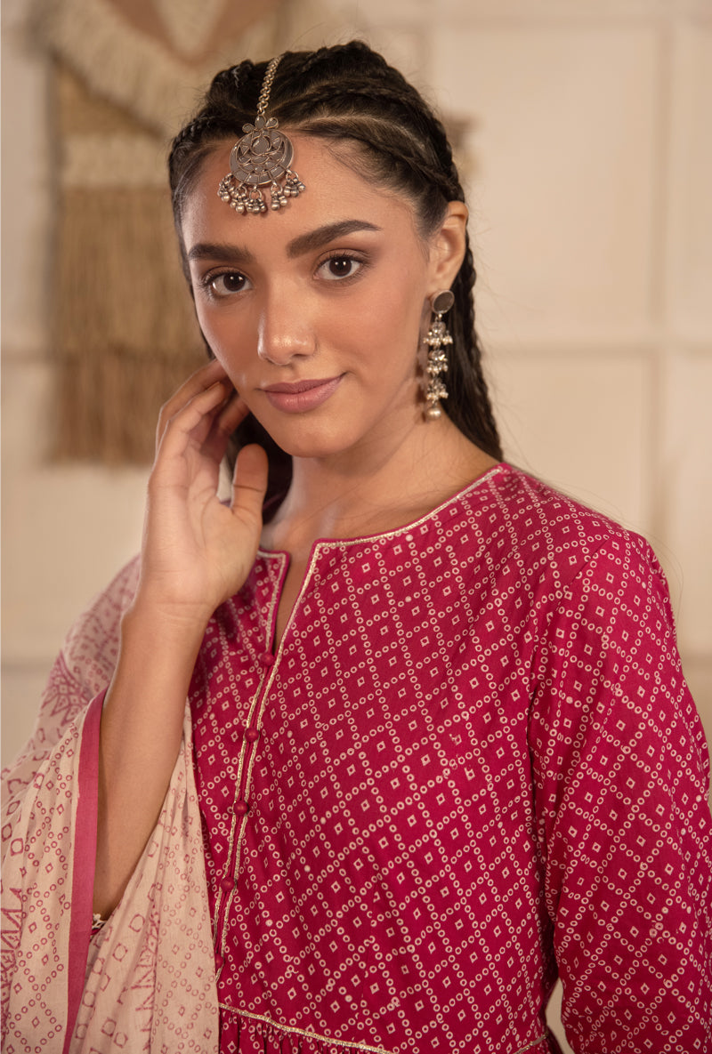 Rani Pink Bandhej Gharara Set