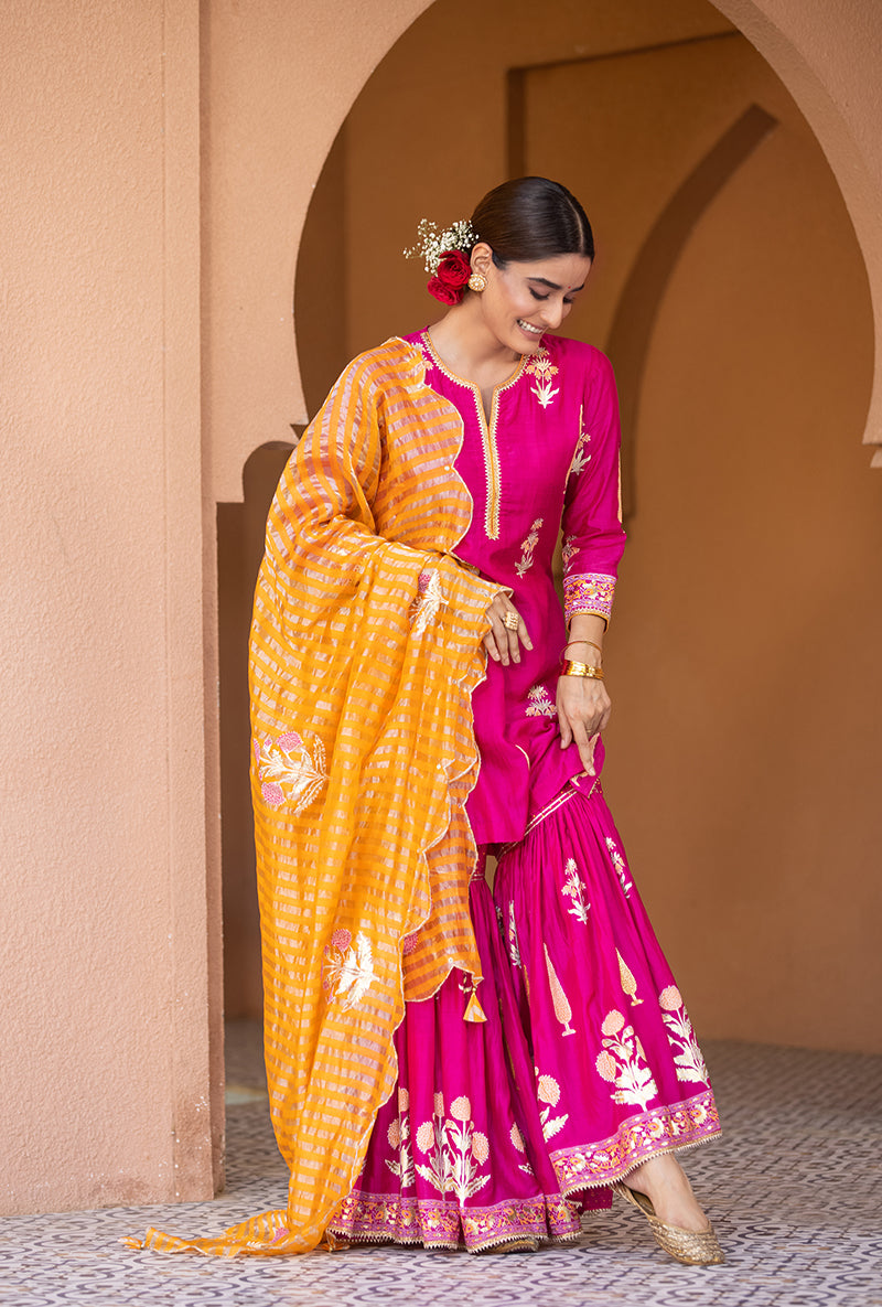 Rani Pink Nayaab Gharara Set