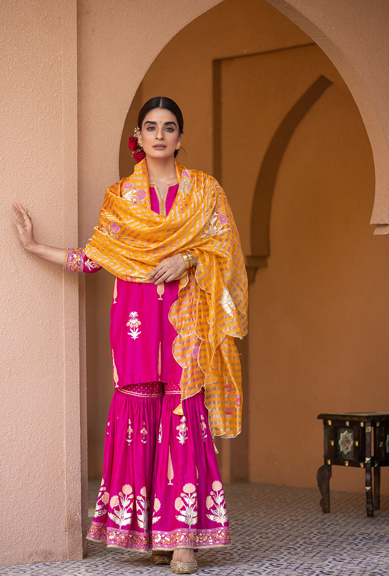 Rani Pink Nayaab Gharara Set