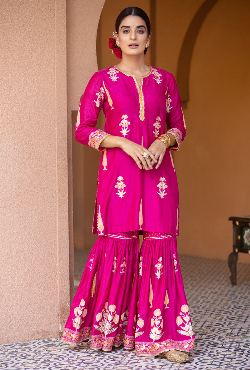 Rani Pink Nayaab Gharara Set