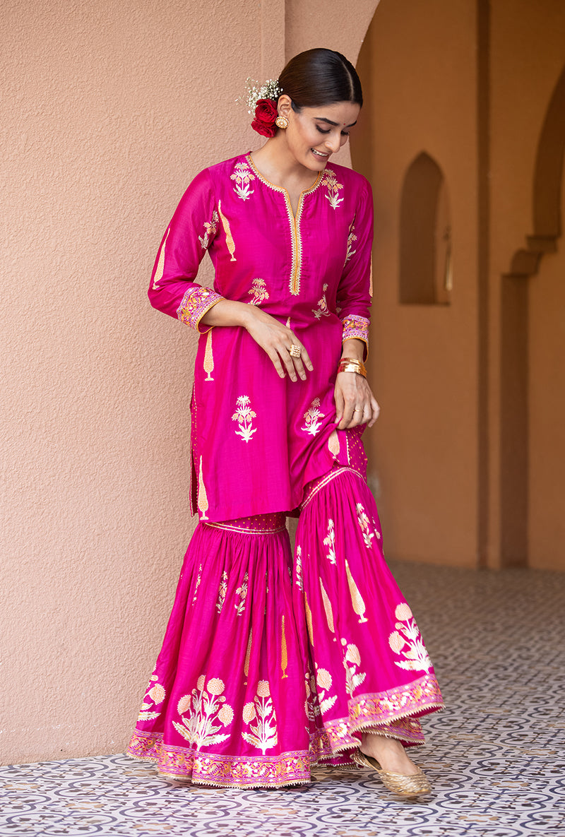 Rani Pink Nayaab Gharara Set