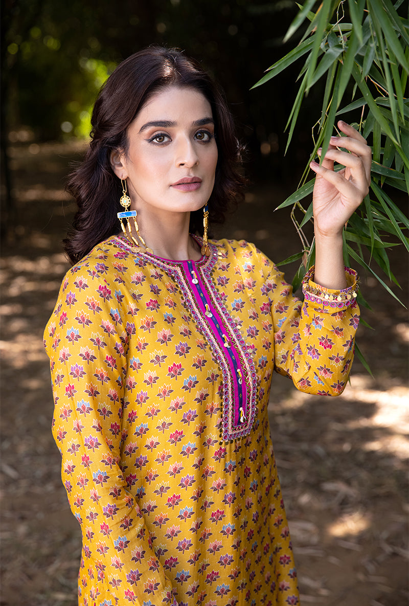 Yellow Classic Neckline Amaaya Kurta Set