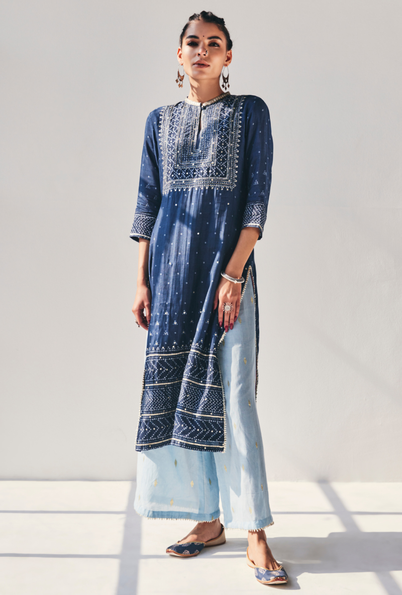 Blue Fiza Yolk Kurta Set