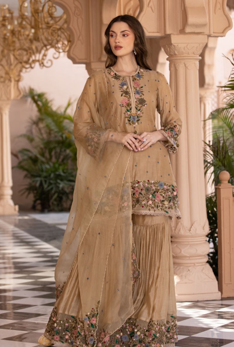 Beige Orchid Sahiba Gharara Set