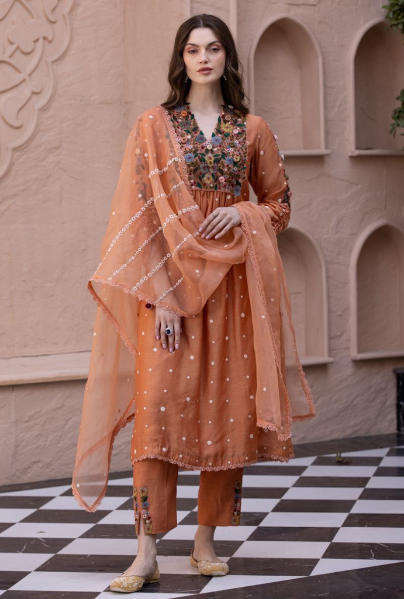 Peach Orchid Frockstyle Sahiba Kurta Set