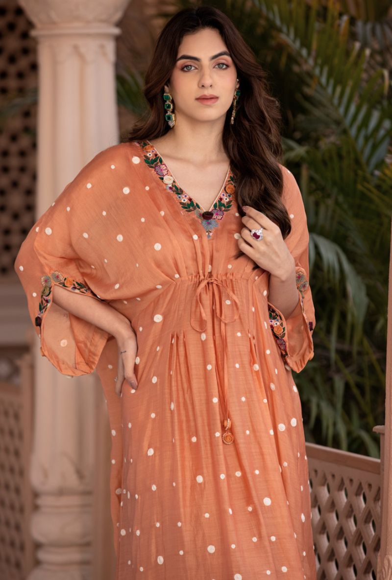 Peach Orchid Long Sahiba Kaftan