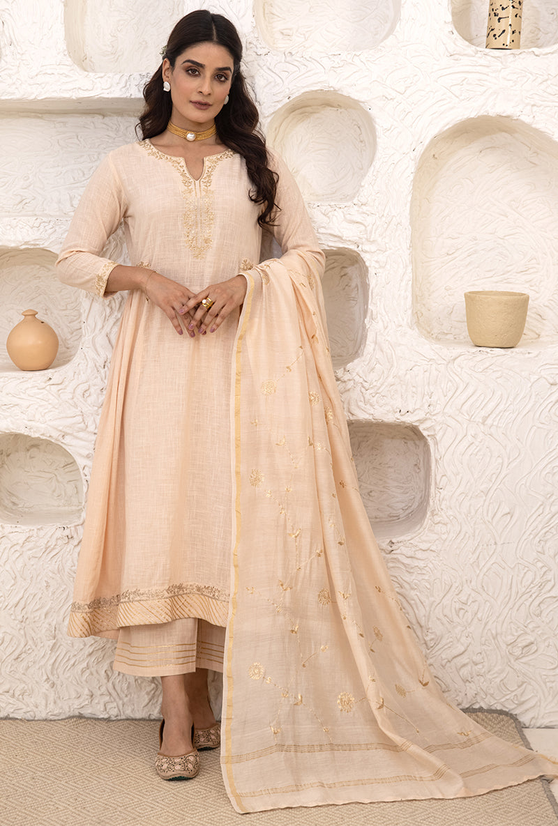 Powder Peach Bhopali Tahira Kurta Set