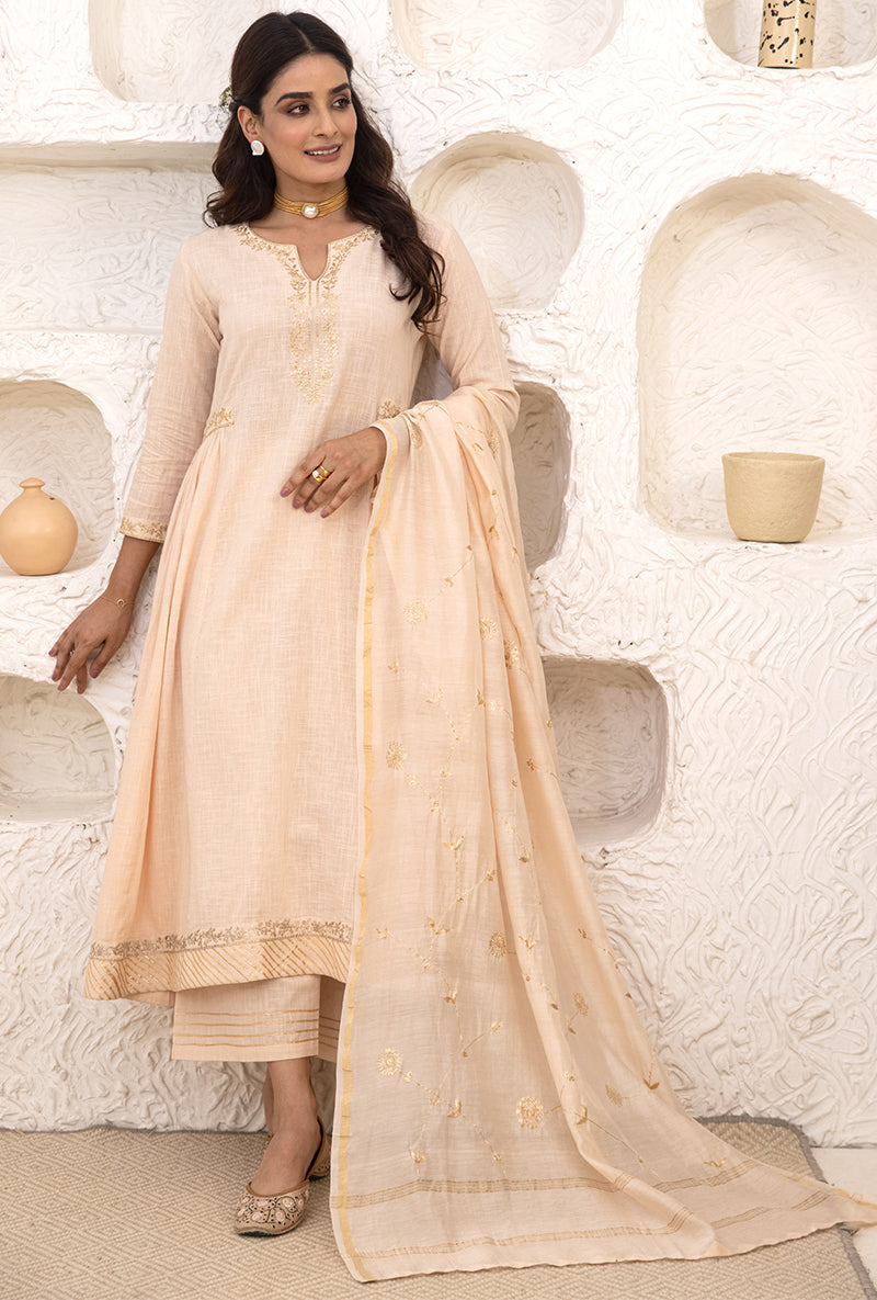 Powder Peach Bhopali Tahira Kurta Set
