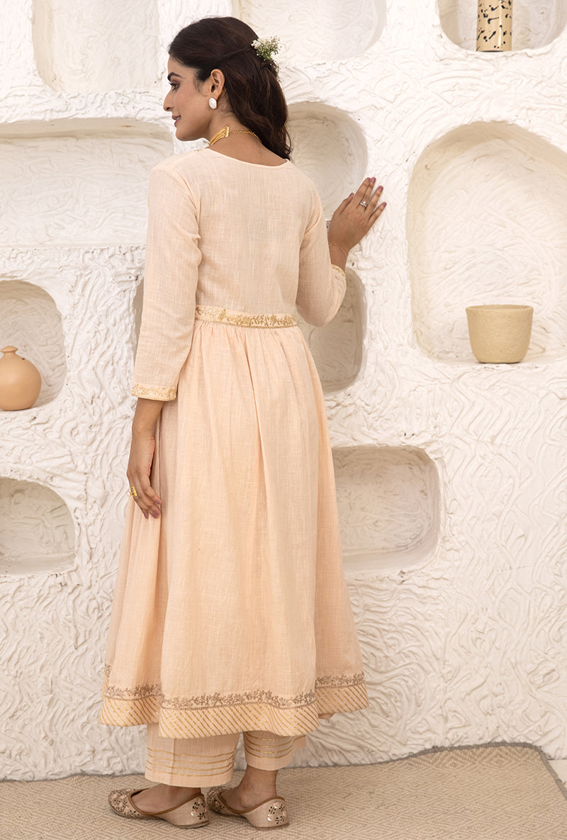 Powder Peach Bhopali Tahira Kurta Set