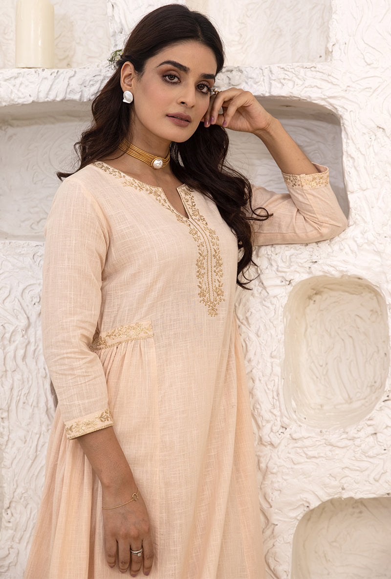 Powder Peach Bhopali Tahira Kurta Set