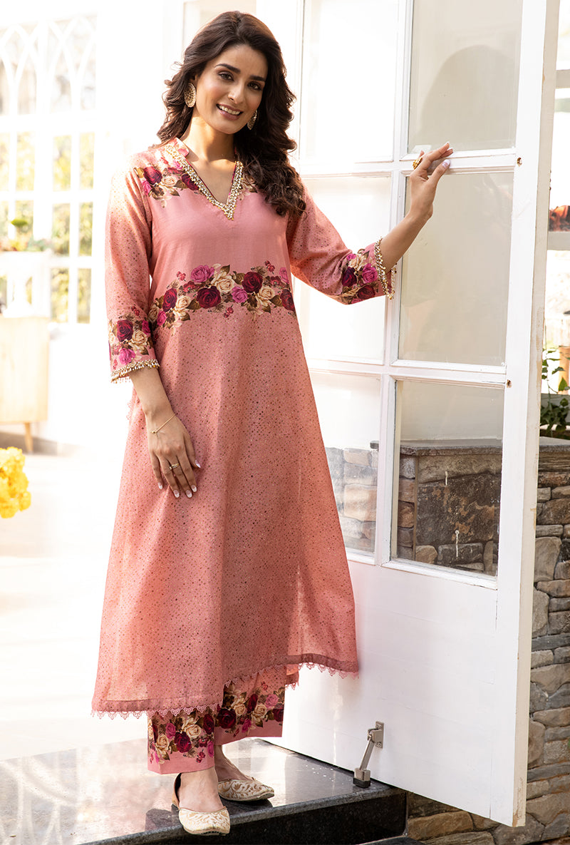 Pink Vintage Rose Suhaani Kurta Set