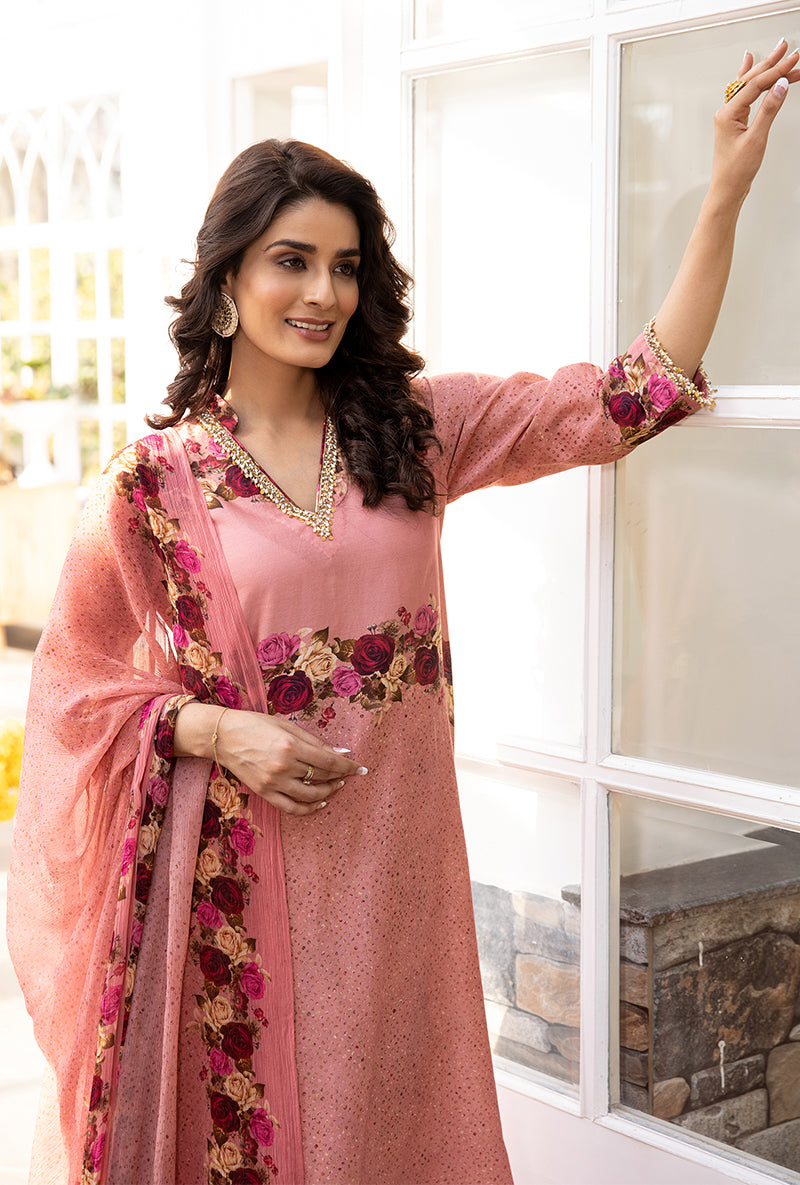 Pink Vintage Rose Suhaani Kurta Set