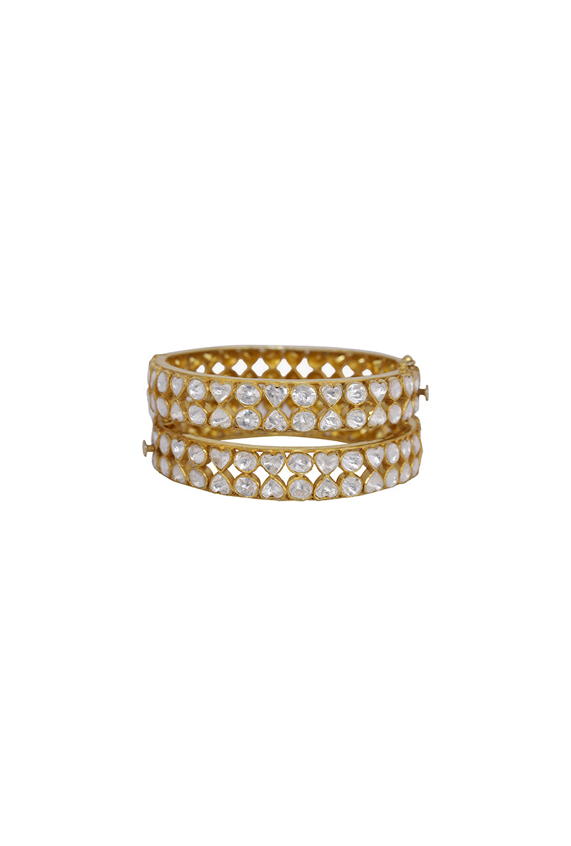 All Polki Gold Plated Silver Pair of Kadas