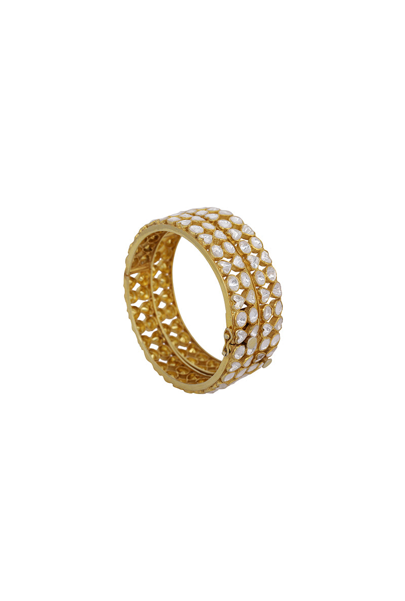 All Polki Gold Plated Silver Pair of Kadas