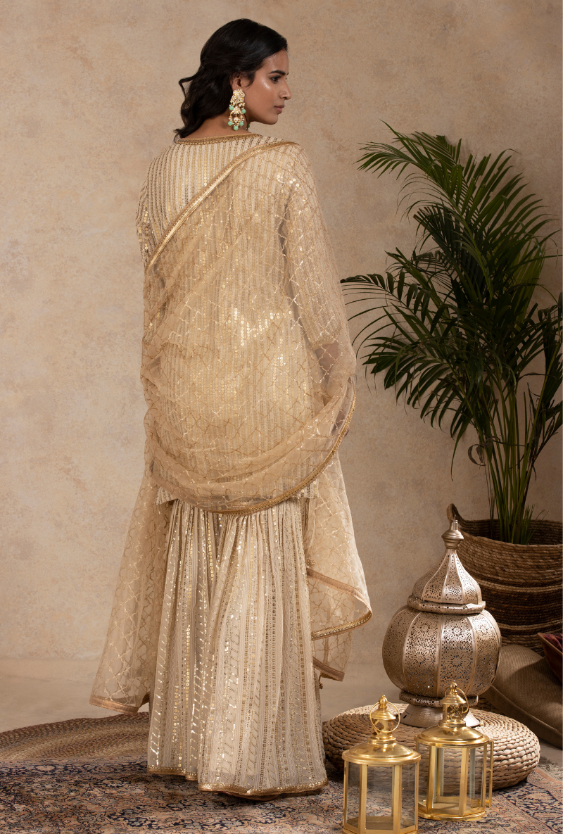 Light Beige Sitara Gharara Set