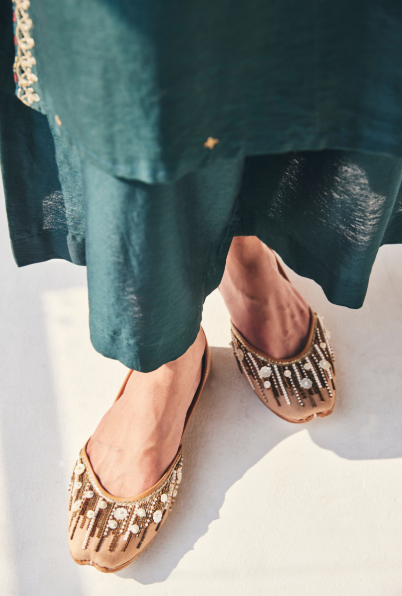 Green Mirror Work Fiza Kurta Set