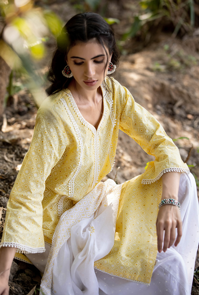 Yellow/Ivory Titlie Salwar Kurta Set