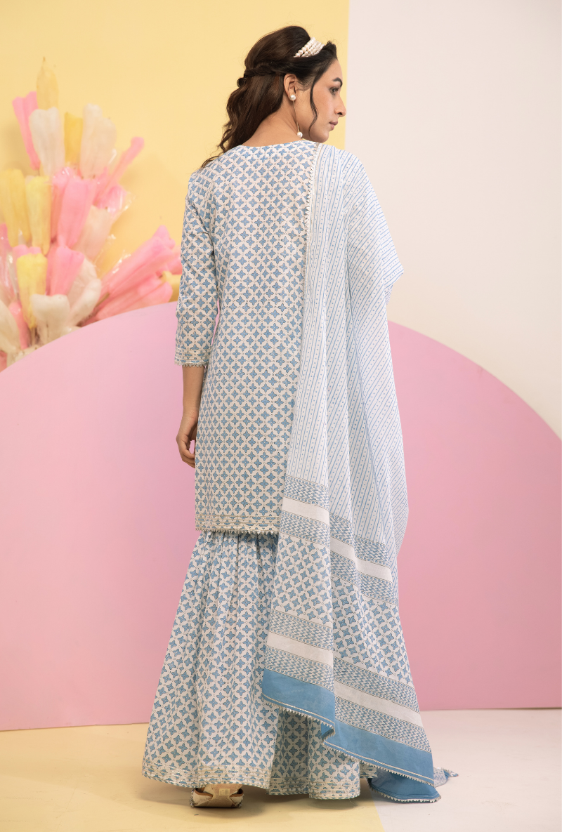 Blue Cotton Candy Gharara Set