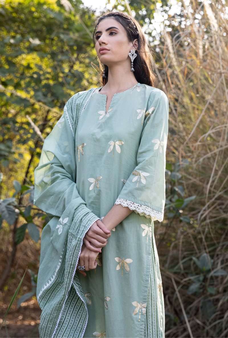Green Titlie Straight Kurta Set