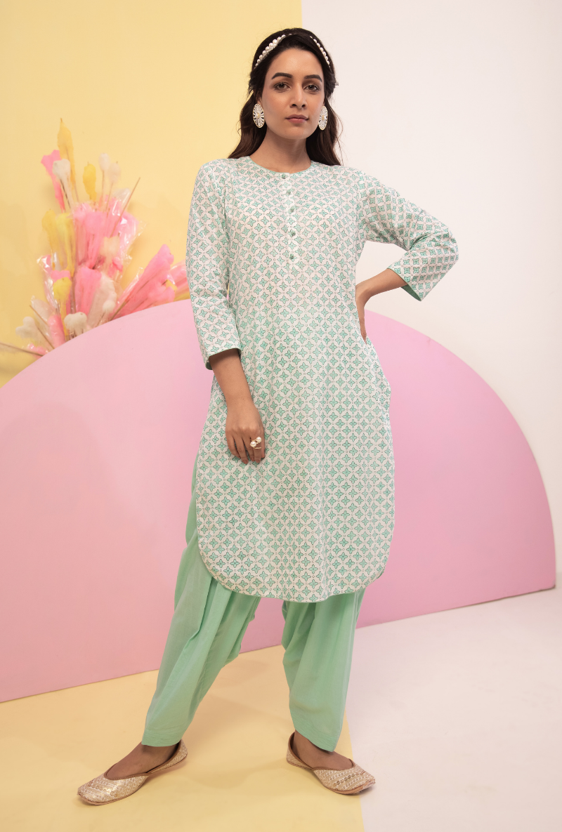 Aqua Cotton Candy Salwar Kurta Set