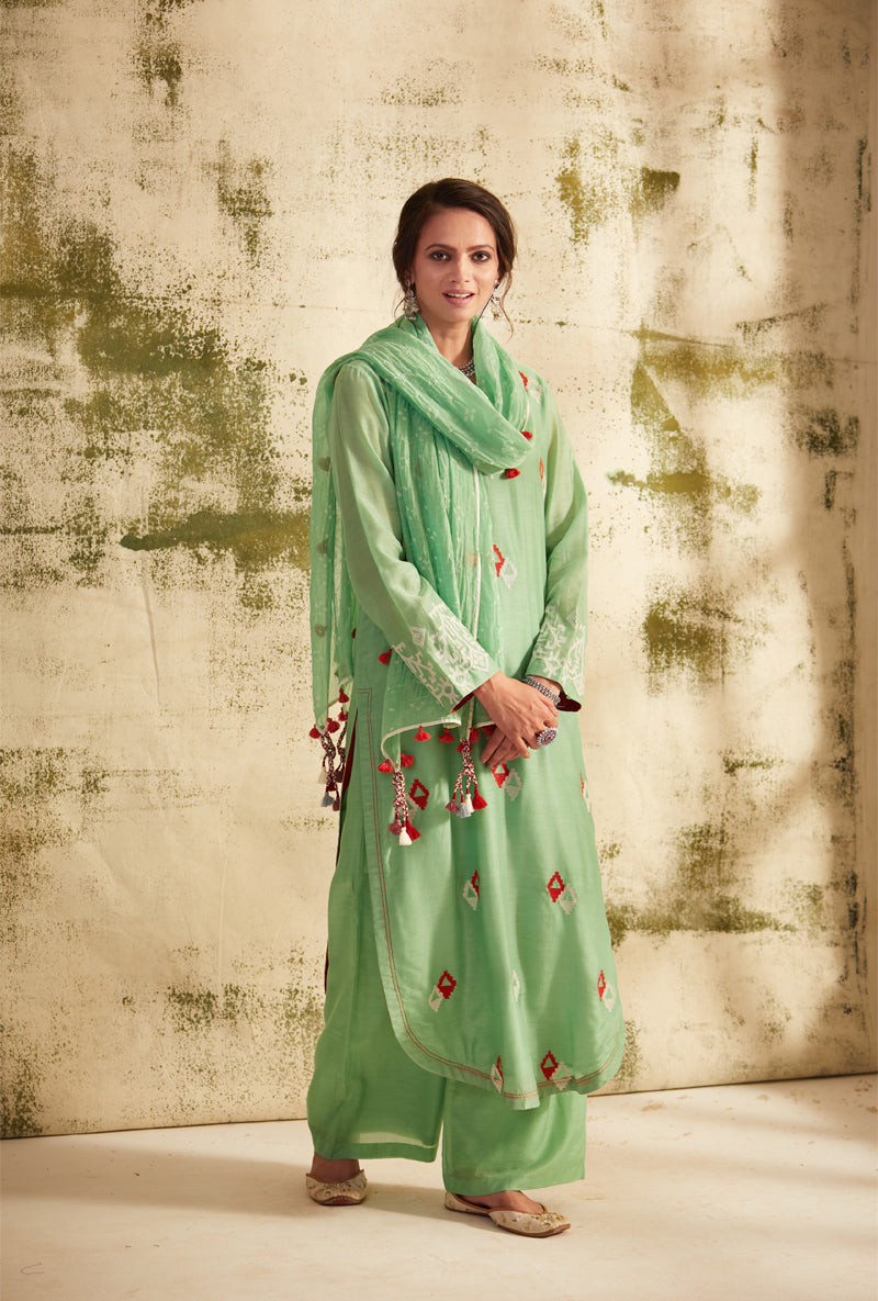 Ash Green Straight Cut Inaya Kurta Set