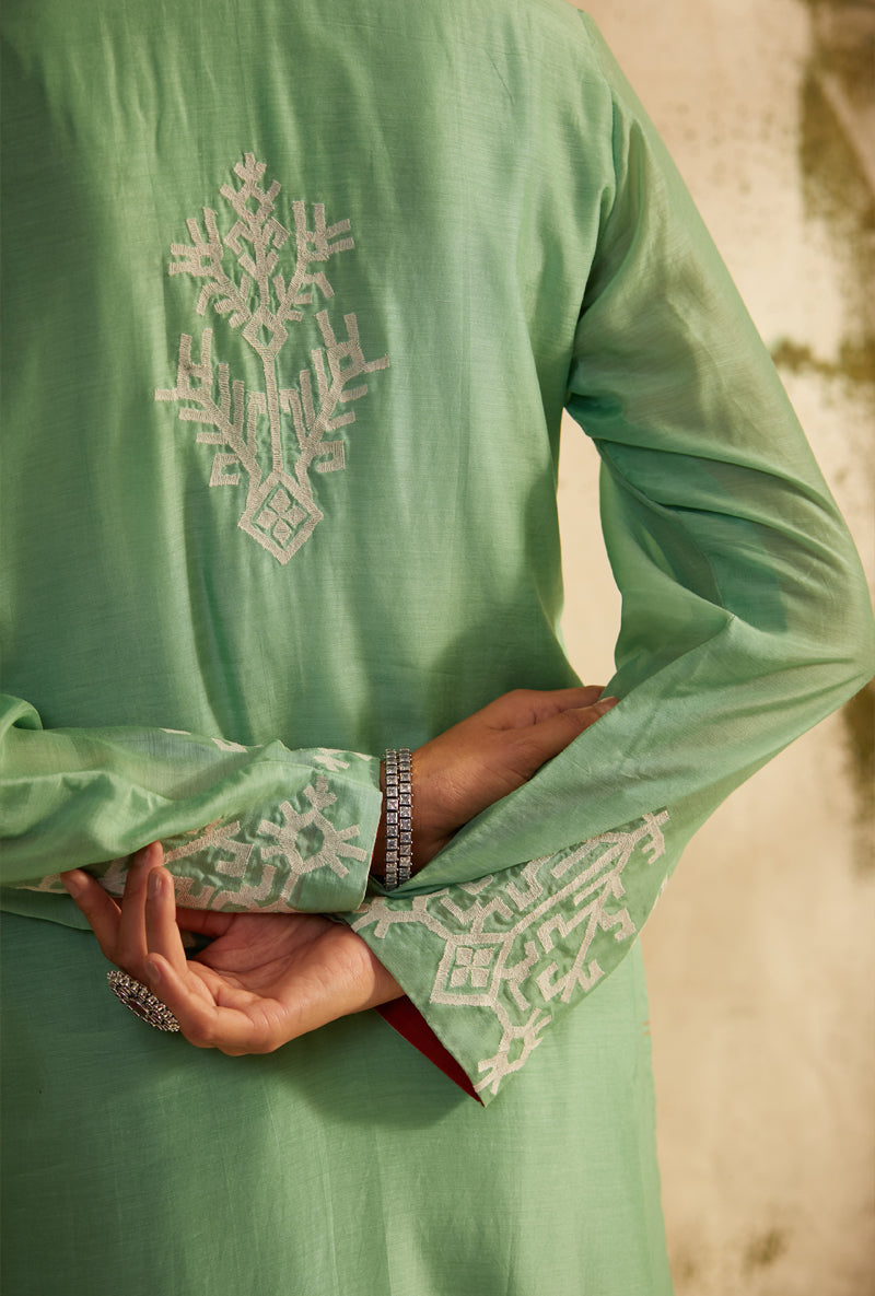 Ash Green Straight Cut Inaya Kurta Set
