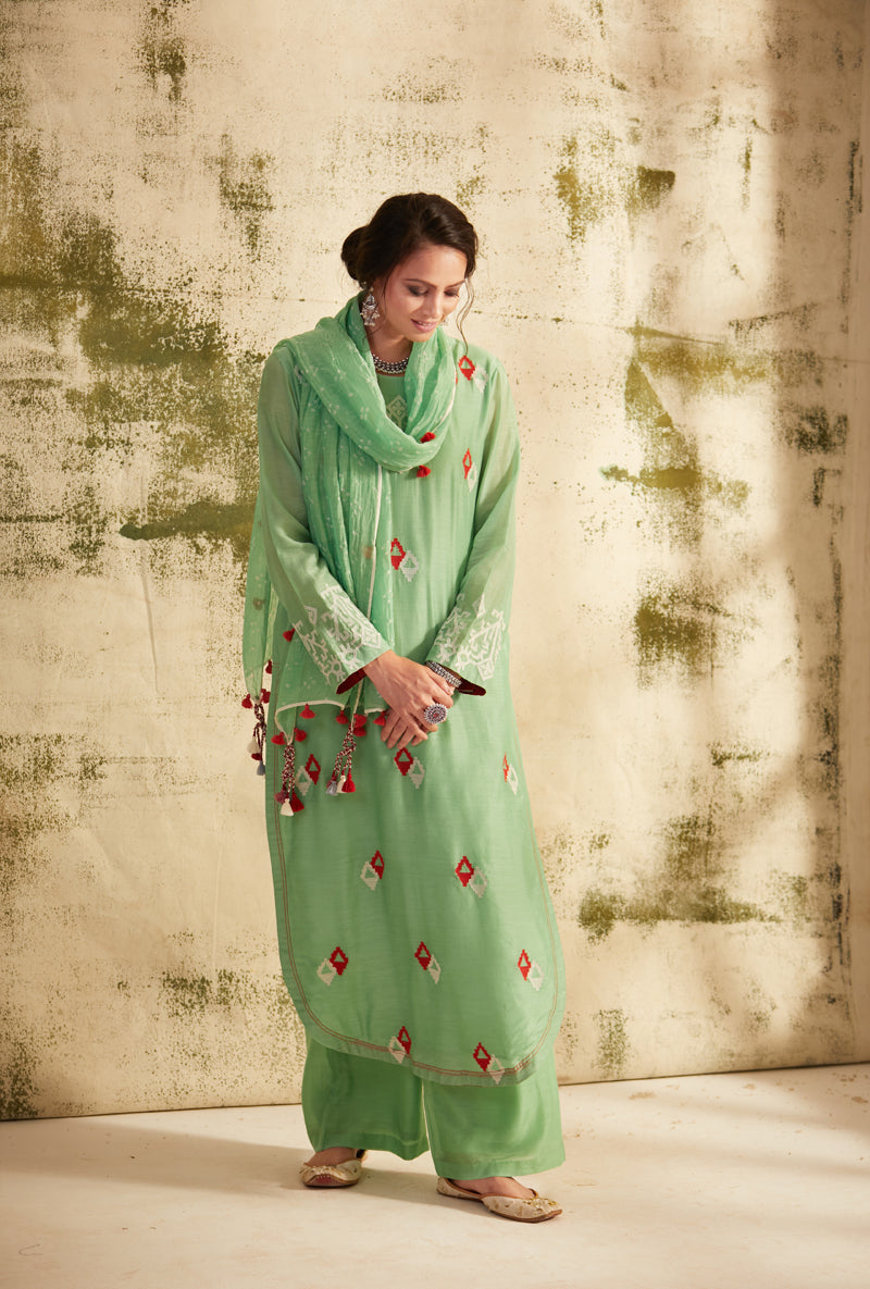 Ash Green Straight Cut Inaya Kurta Set