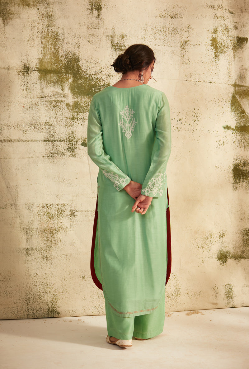 Ash Green Straight Cut Inaya Kurta Set