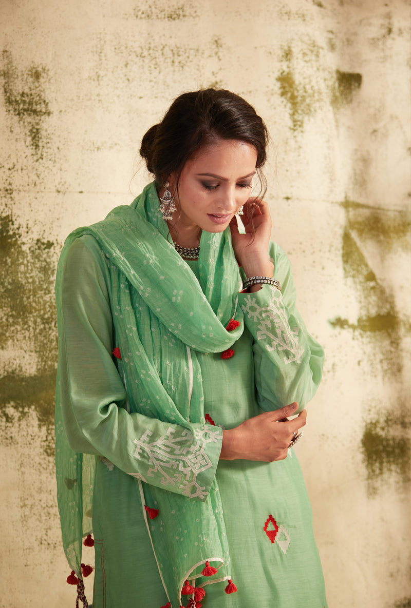 Ash Green Straight Cut Inaya Kurta Set