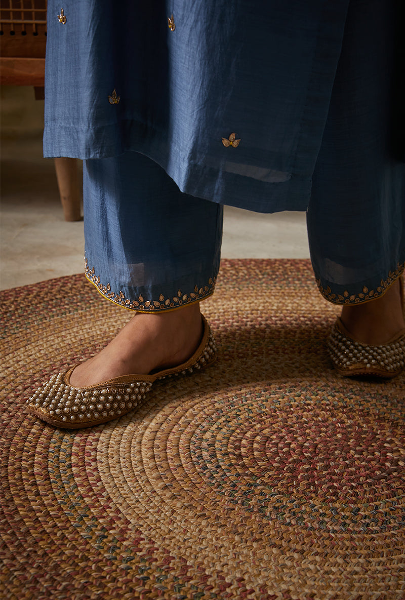 Blue Leaf Yoke Mahi Kurta Set