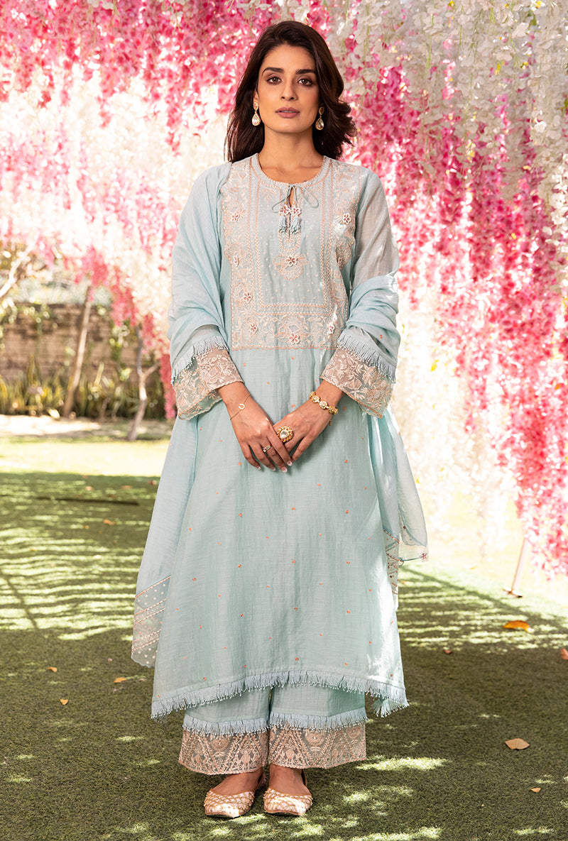 Blue Thread Jaal Square Neck Aafreen Kurta Set