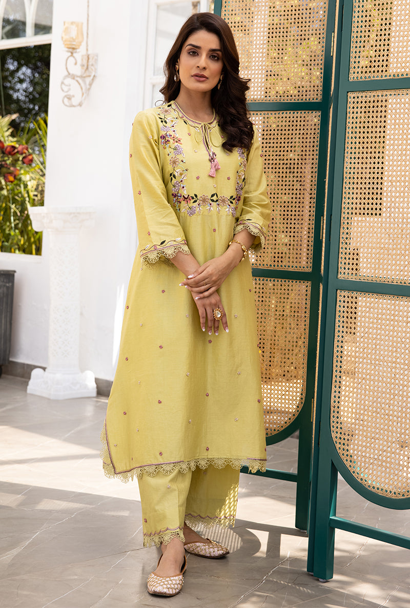 Green French Knot Handkerchief Suhaani Kurta Set
