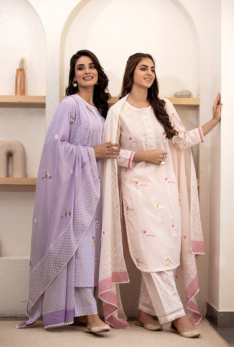 Lavender Pihu Classic Kurta Set