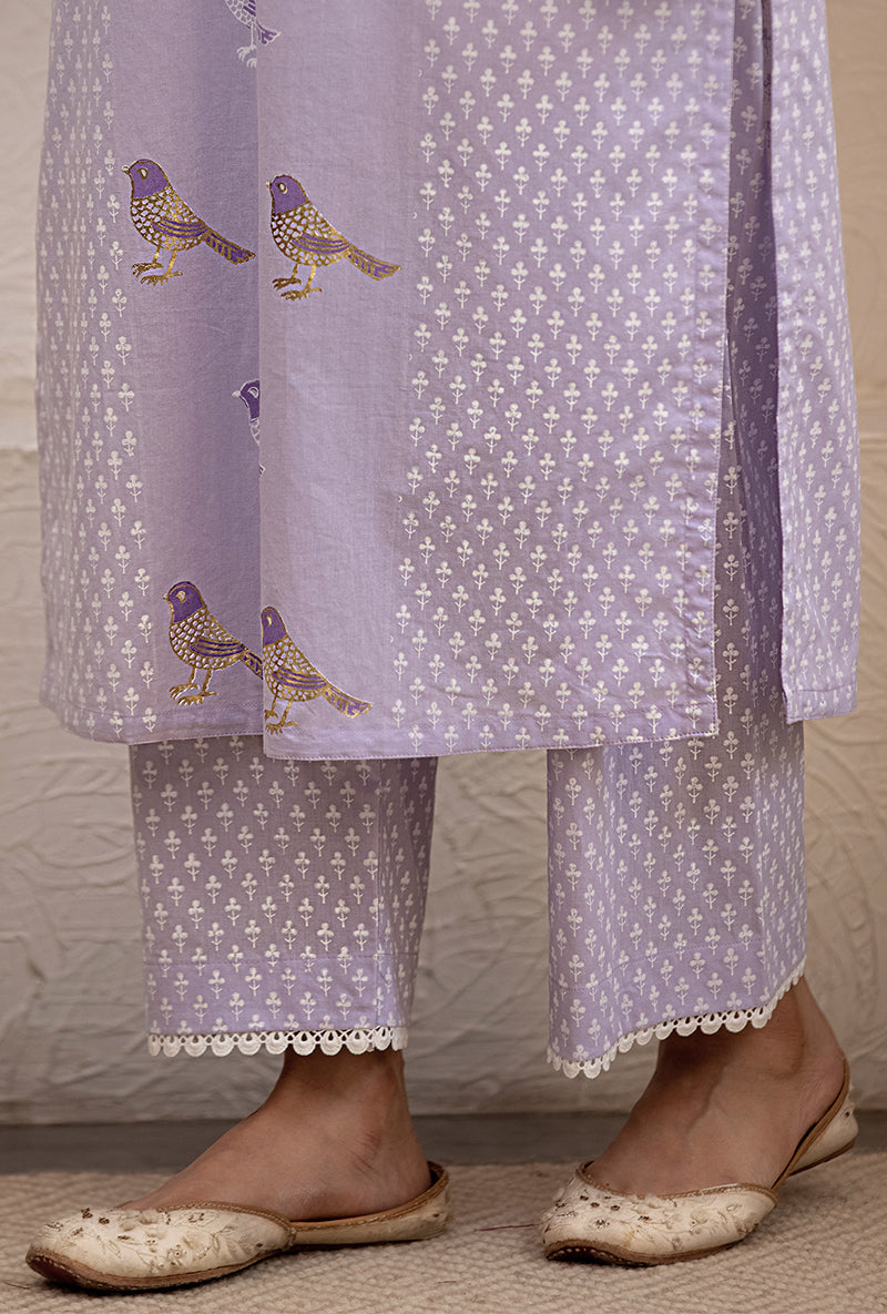 Lavender Pihu Classic Kurta Set