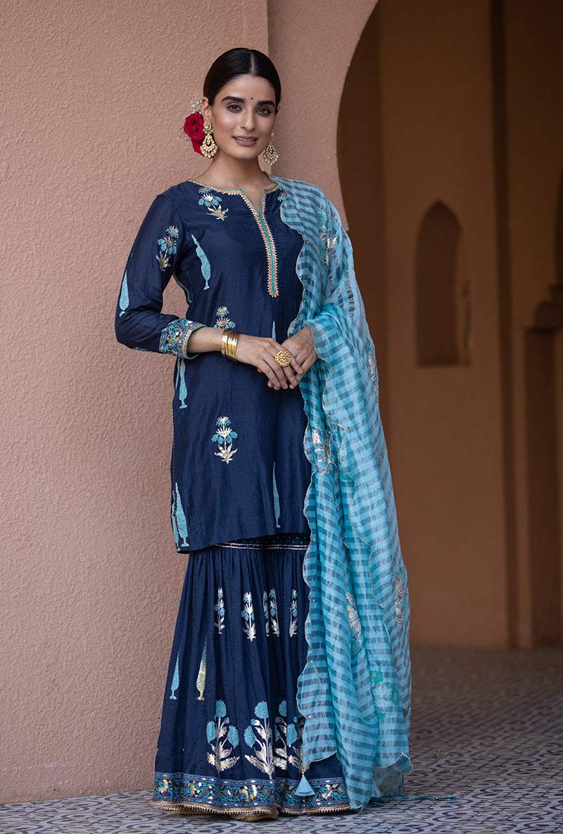 Navy Nayaab Gharara Set