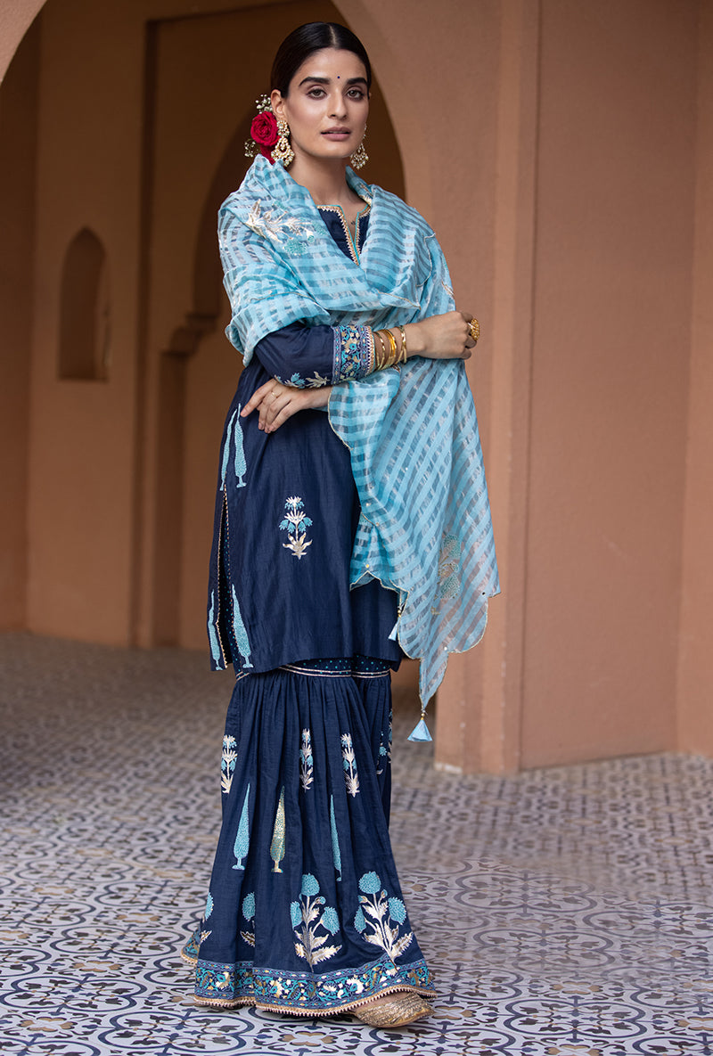 Navy Nayaab Gharara Set