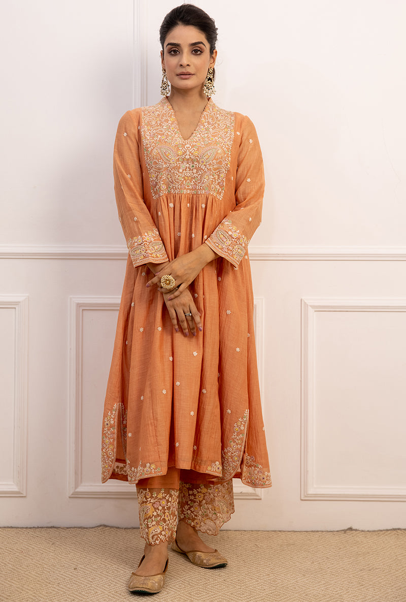 Peach Dori Paisley Aafreen Kurta Set