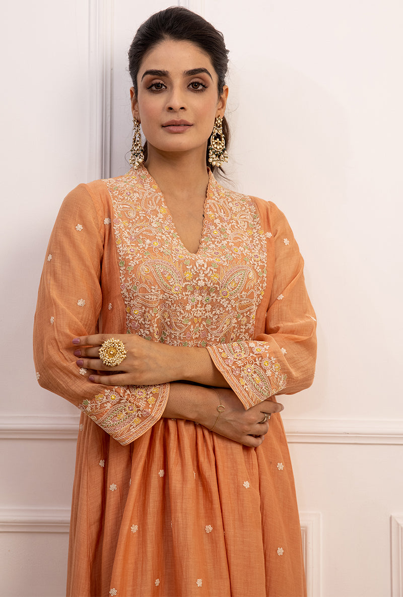 Peach Dori Paisley Aafreen Kurta Set