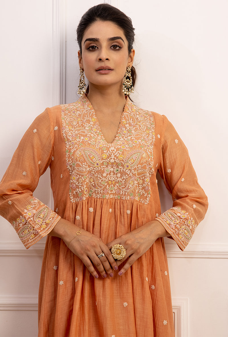 Peach Dori Paisley Aafreen Kurta Set