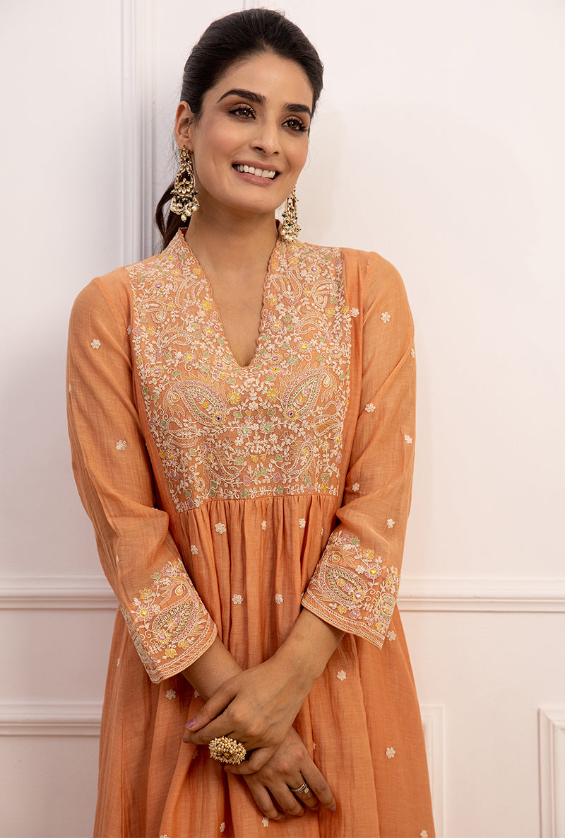 Peach Dori Paisley Aafreen Kurta Set