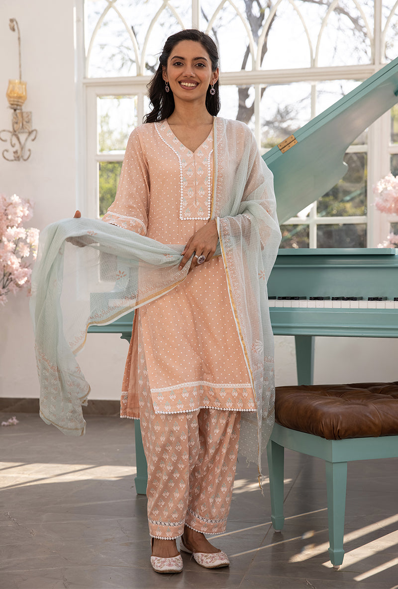 Peach Salwar Aisha Kurta Set