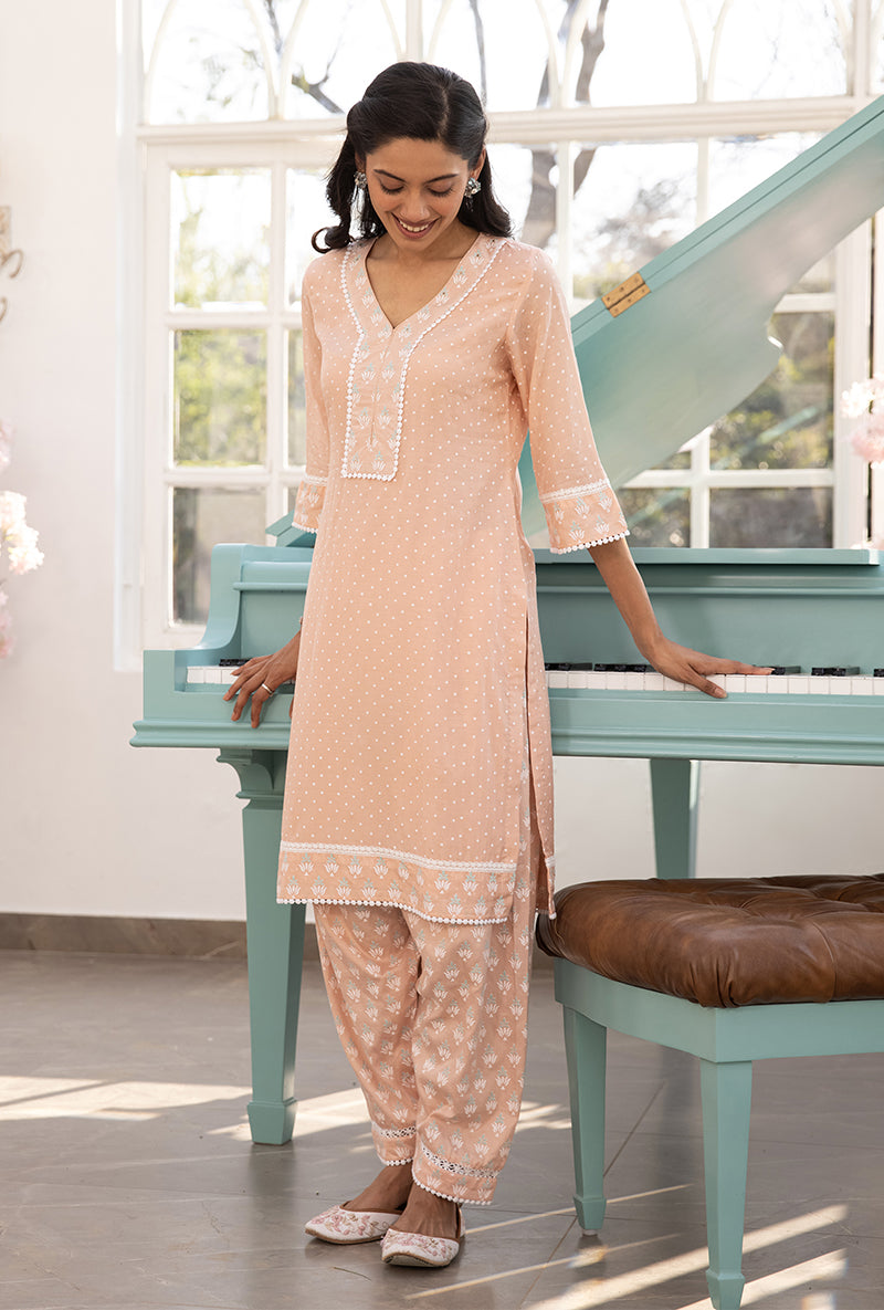 Peach Salwar Aisha Kurta Set