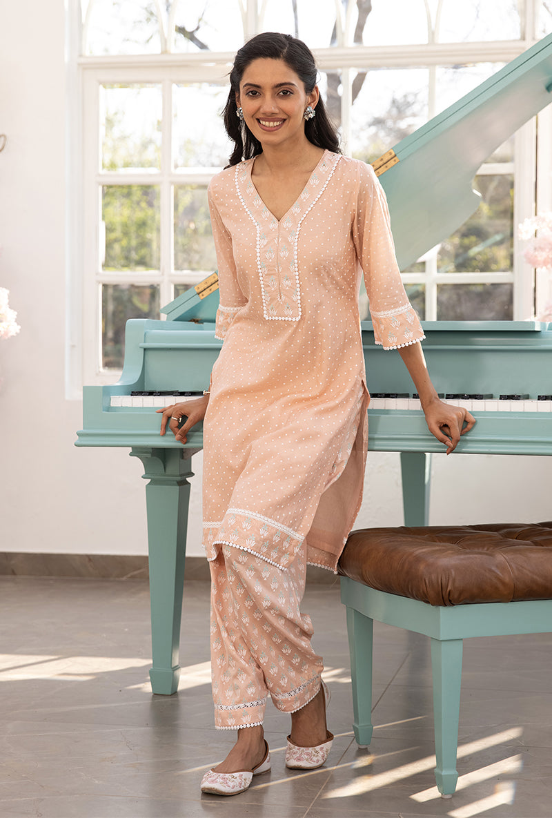 Peach Salwar Aisha Kurta Set