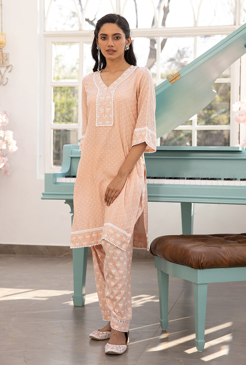 Peach Salwar Aisha Kurta Set