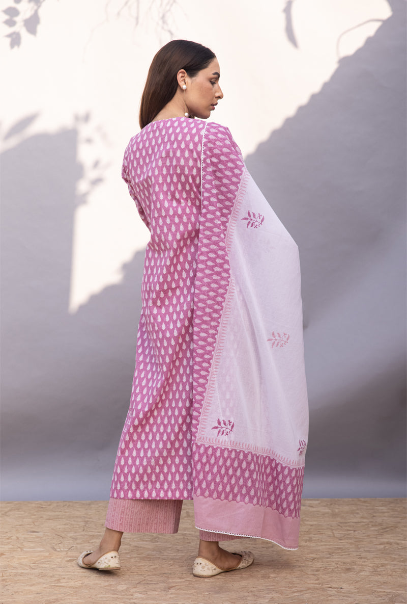 Pink Leaf Maya Kurta Set