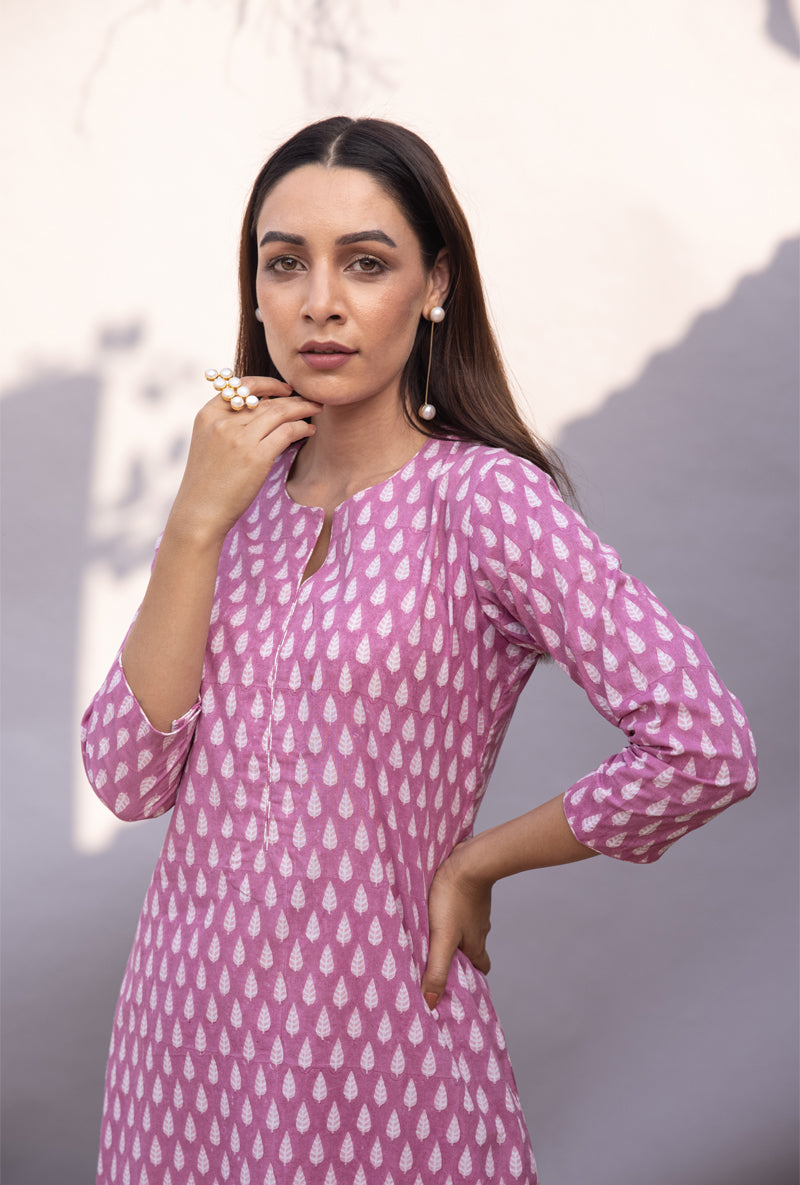 Pink Leaf Maya Kurta Set
